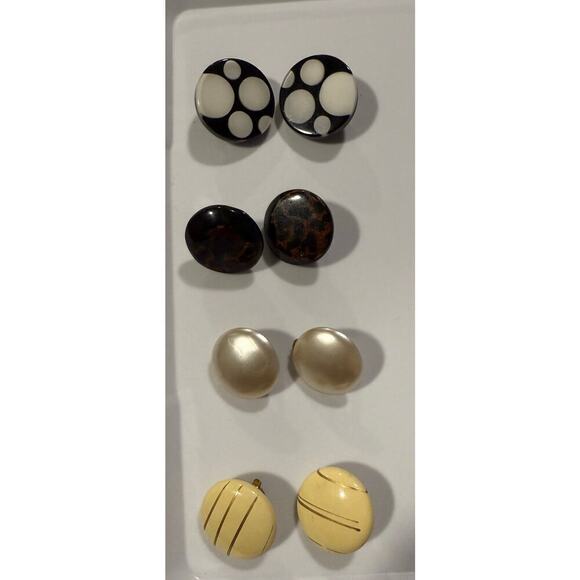 Unknown Jewelry - Vintage Button Shaped Clip-On Earrings Four Pairs
